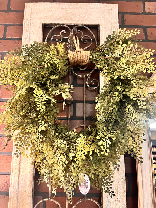 wreath wrapped in burlap rope